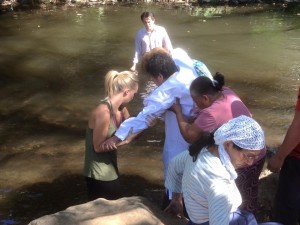 Luis Makes His Way To Be Baptized